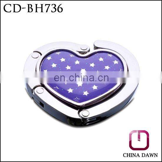 Simple heart shape colored painting bag hook with stars