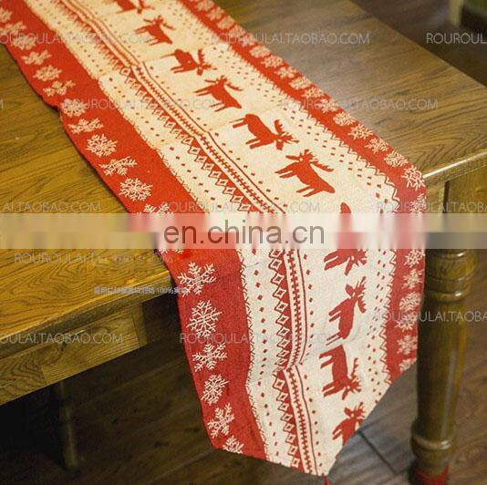 factory price cotton and linen table runner for christmas decoration