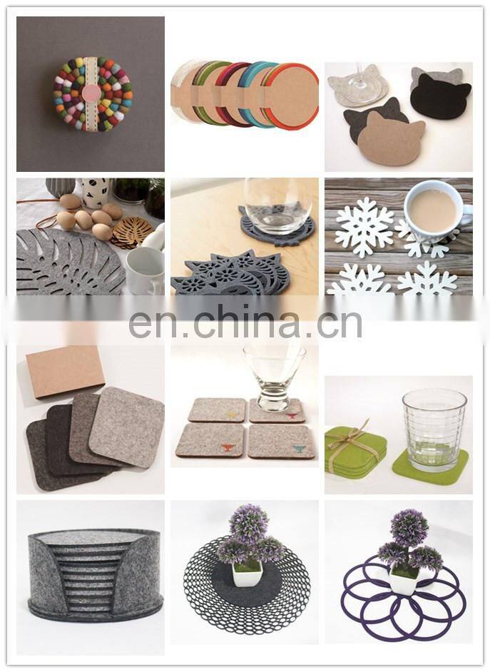 custom logo printed orange color round fabric ceramic coaster felt snowflake coasters