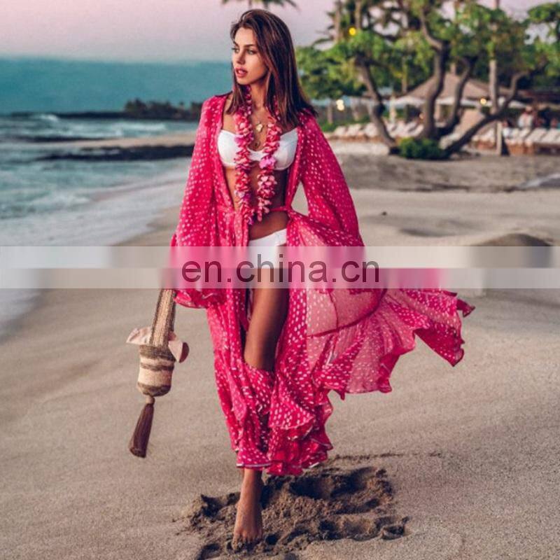 Oversize Chiffon Bikini Cover up Beach Cover-up for Women Pareo Beach Tunic Bathing suit Cover ups Summer Long Beach Dress