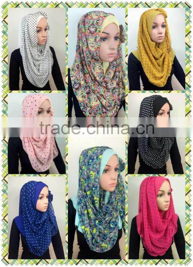 2015 Summer Two pieces chiffon bowknot muslim hijab