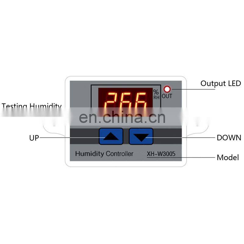 XH-W3005 Digital Humidity Controller 220V 12V 24V Hygrometer Humidity Control Switch 0~99%RH Hygrostat with Humidity sensor