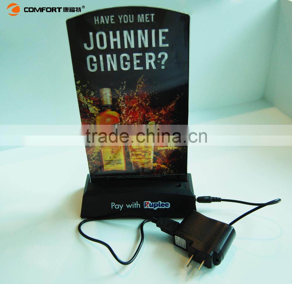 cheep led lighted outdoor plastic bar drink menu holder