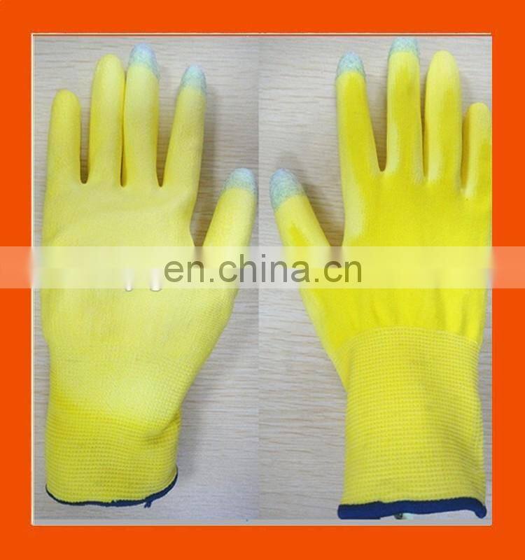 Blue orange pink gray pu coated gloves en388 4131 pu work gloves pu coating glove