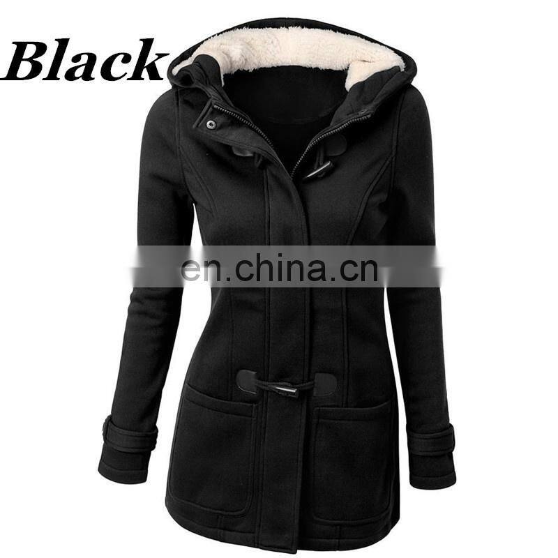 Wholesale custom-made women's Horn button jacket mid-long sleeve casual and comfortable fall winter loose sport jacket jogging j