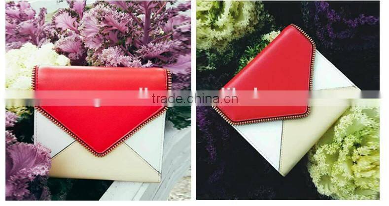 High Quality Large Capacity Multifunctional CONTRAST COLOR Custom Genuine Leather Zip Women RFID Blocking Wallet for Ladies