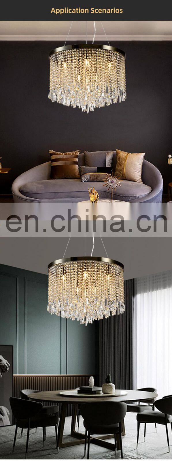 Modern Custom Luxury Hotel K9 Crystals Chandelier Large Round LED Pendants Lights Wedding Home Lighting