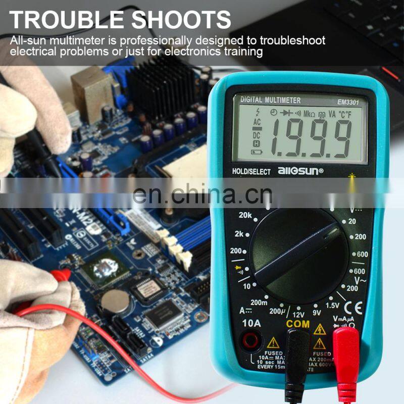 Allosun EM3302 Mini Digital Multi meter 3 1/2 1999 AC/DC Ammeter Voltmeter Ohm Portable Meter voltage meter
