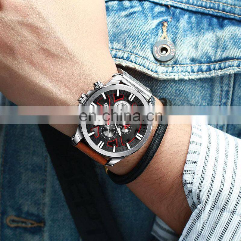 CURREN Casual Sport Watches for Men Blue Top Brand Luxury Military Leather Wrist Watch Man Clock Fashion Chronograph Wristwatch