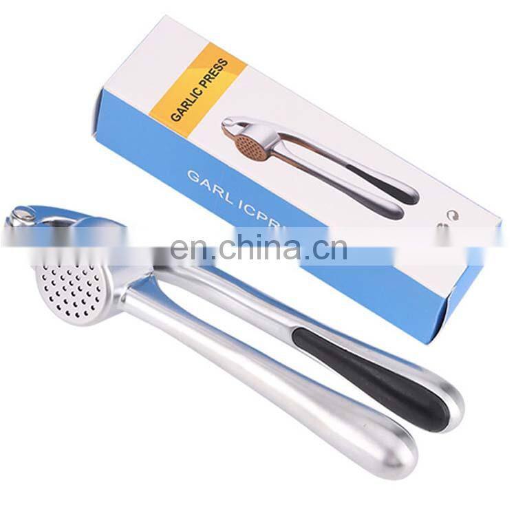 Custom Logo Amazon Online Shopping Kitchen Accessories Manual Stainless steel Garlic Press Crusher Mincer With Peeler And Brush