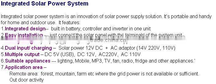 Complete home solar power system 12V 12AH