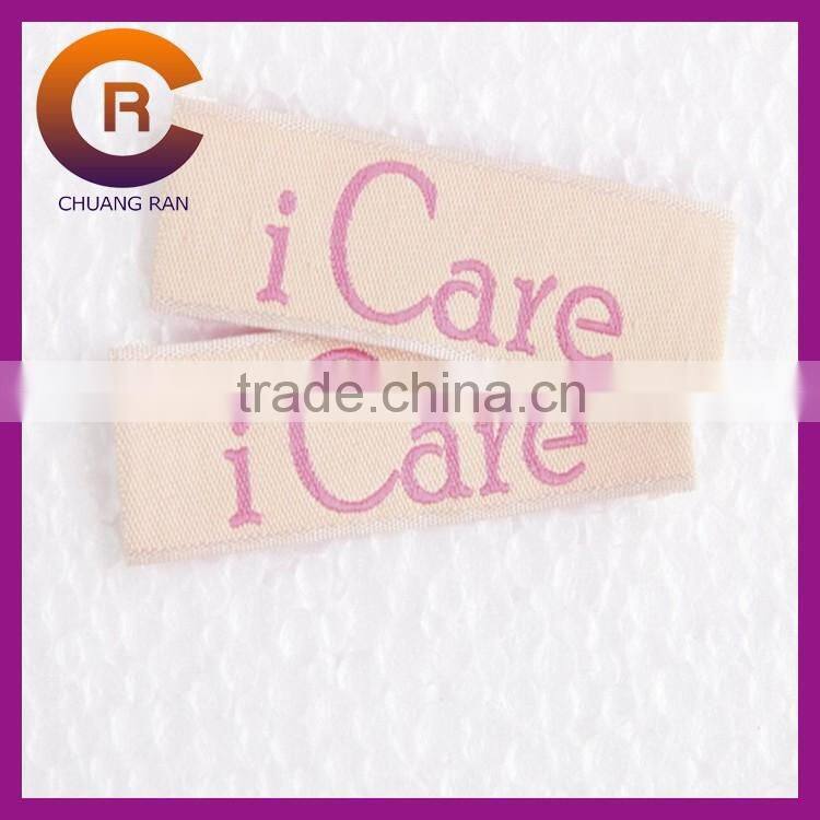 Pink color custom logo printed cheap woven garment labels