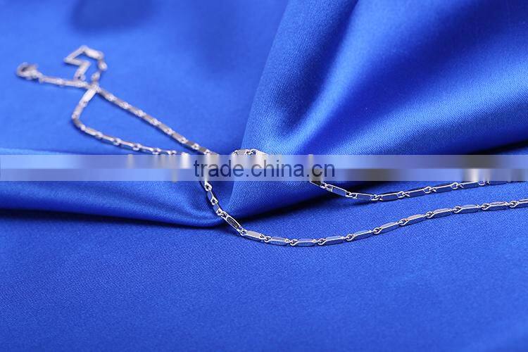 yiwu wholesale jewelry rhodium plated brass chain beautiful oblong shape necklace