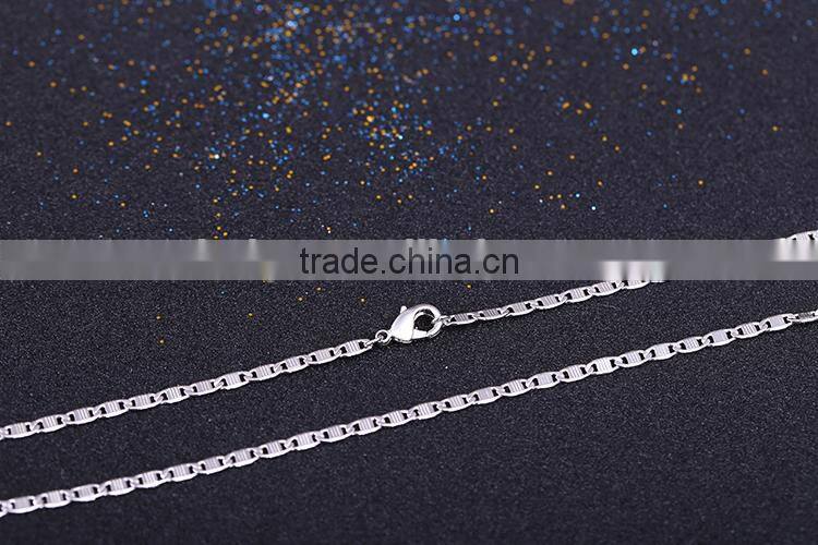 2015 simple design fashion jewelry rhodium plated cheap chain necklace