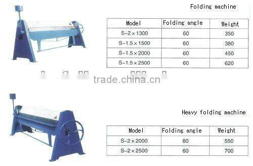 2x2000 mm bending machine,hand folder, manual folder