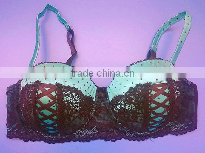 Plus Size Satin Bra w/Lace Up, High Quality Bra