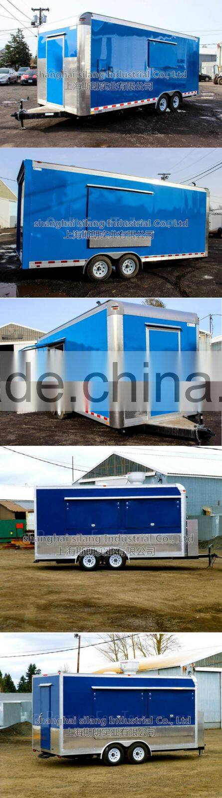 Blue biaxial food truck for sale mobile food truck for sale mobile food trailer cart By China's largest factory produce