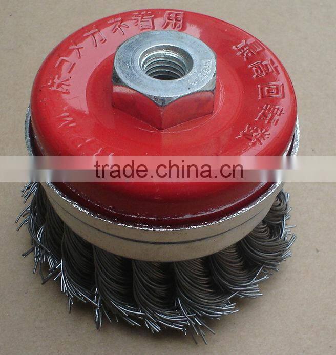 Twisted wire cup brush with ring for japan market