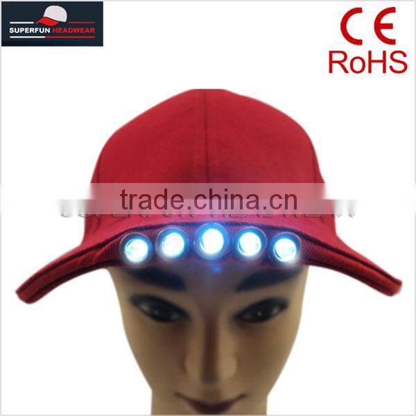 100% cotton embroidery cute logo LED cap