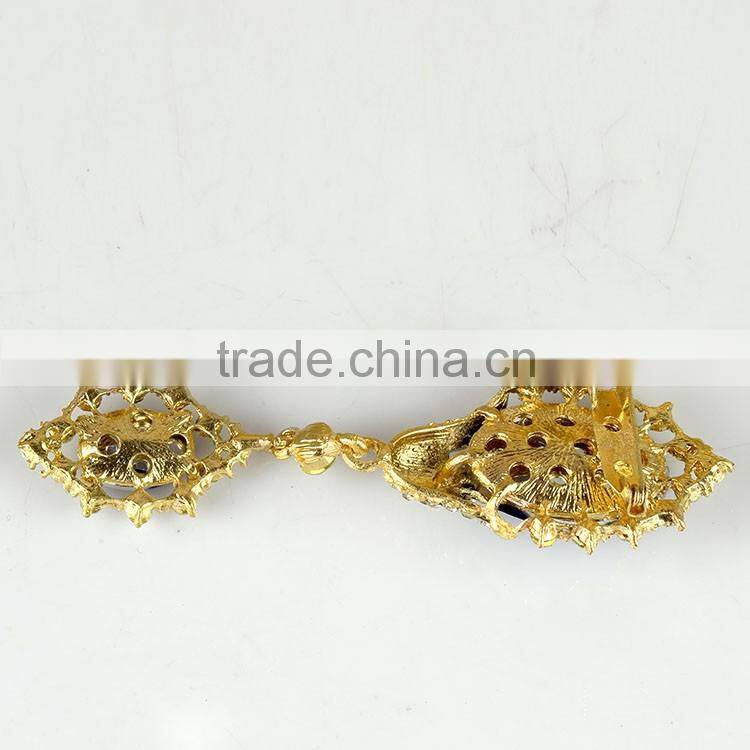 Factory Wholesale Fashion Sapphire Crystal Brooch, Sapphire Rhinestone Alloy Brooch pin for wedding invitation