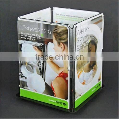 A5 rotating 4 sides square acrylic menu display stand