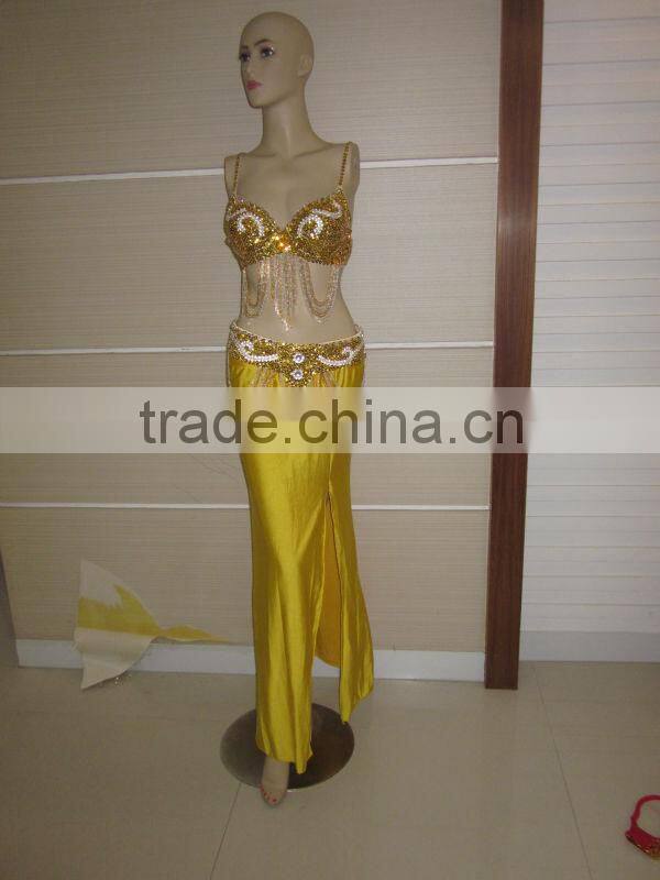 gold cabaret belly dance outfit (XF-038)