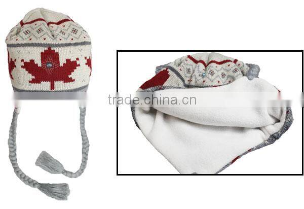 100% Acrylic Jacquard Canada Custom Earflap Cap