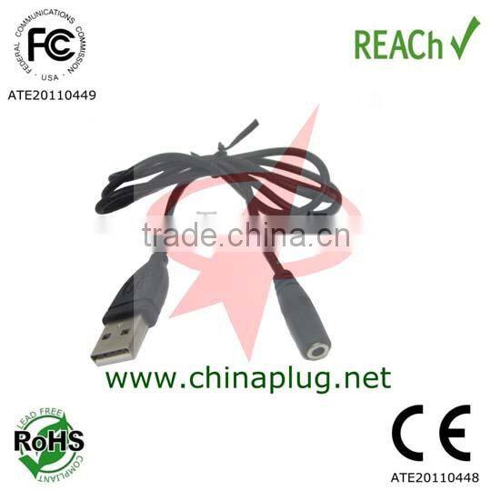 Hot sell usb charger cable to dc 3.5 mm jack