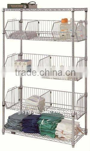 New Style Chrome Basket Unit Gondola Shelving