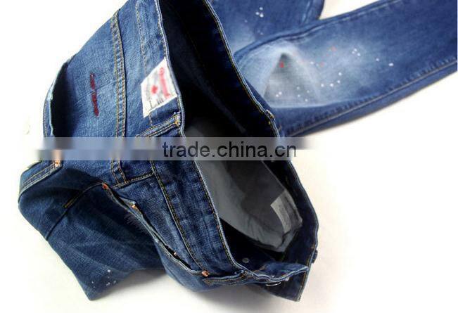 100% Cotton Custom/OEM Distress High Rank White Pocket Temperament Fashion Jeans jeans men
