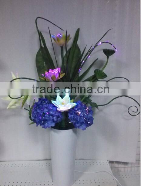 2017 New Garden Decor Lamp Wholesale Price artificial Big size fiber optic Calla Lily Flower Pot