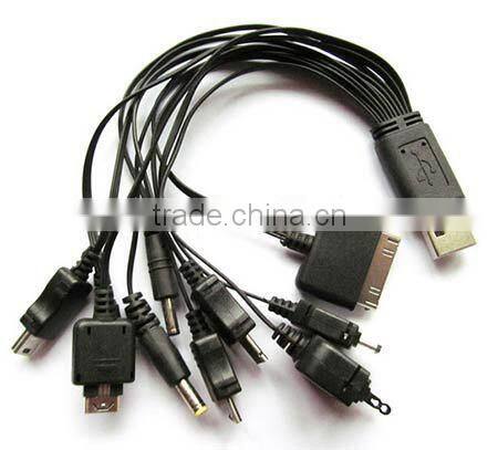 cheap customized pantone color multiple USB port charging cable, 10 in 1 multiple charging cable for smartphone