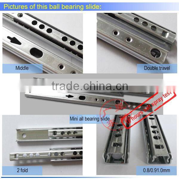 Cabinet Hardware 17mm 2 Fold Mini Telescopic Drawer Channel