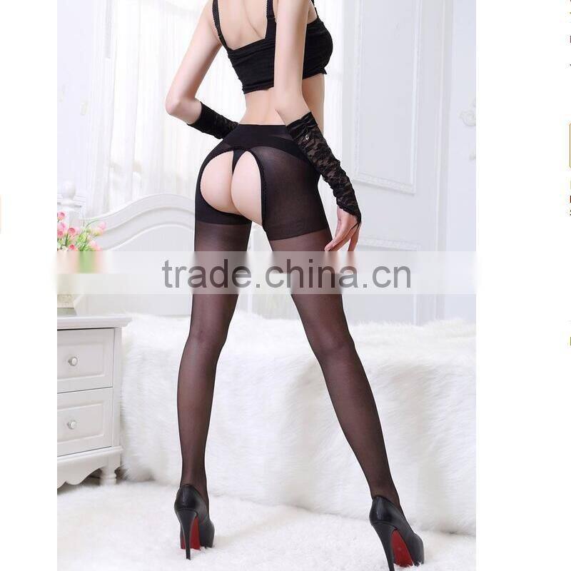 Open Crotch Sheer Stocking Transparent Pantyhose Sexy Silk Socks