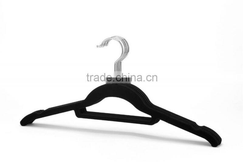 flocked plastic short clothes hanger
