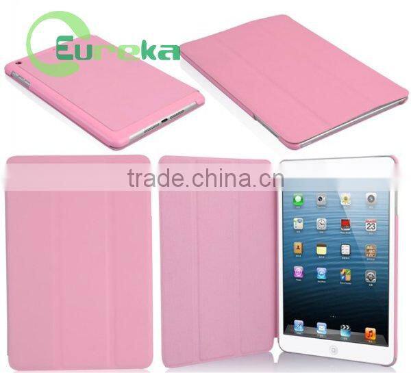 2014 Good qulity book smart folding leather case for ipad mini