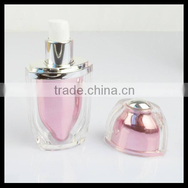 shiny sliver 100ml acrylic lotion bottle with pump for toner,foundation,bb cream