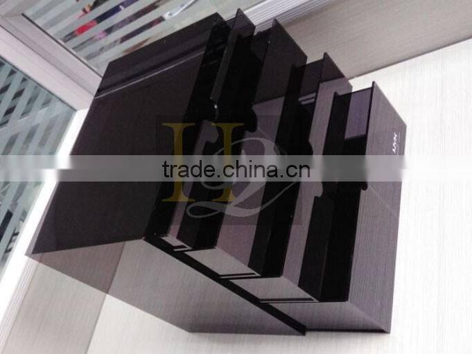 Top quality best price silk print logo black acrylic make up organizer with 4 drawers