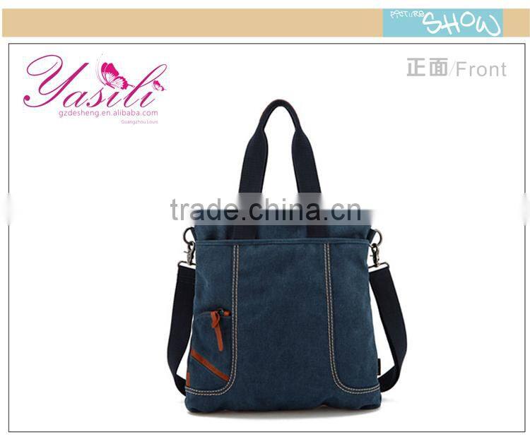 Blue canvas single shoulder bag with big space,Canvas bag shoulder bag handbag