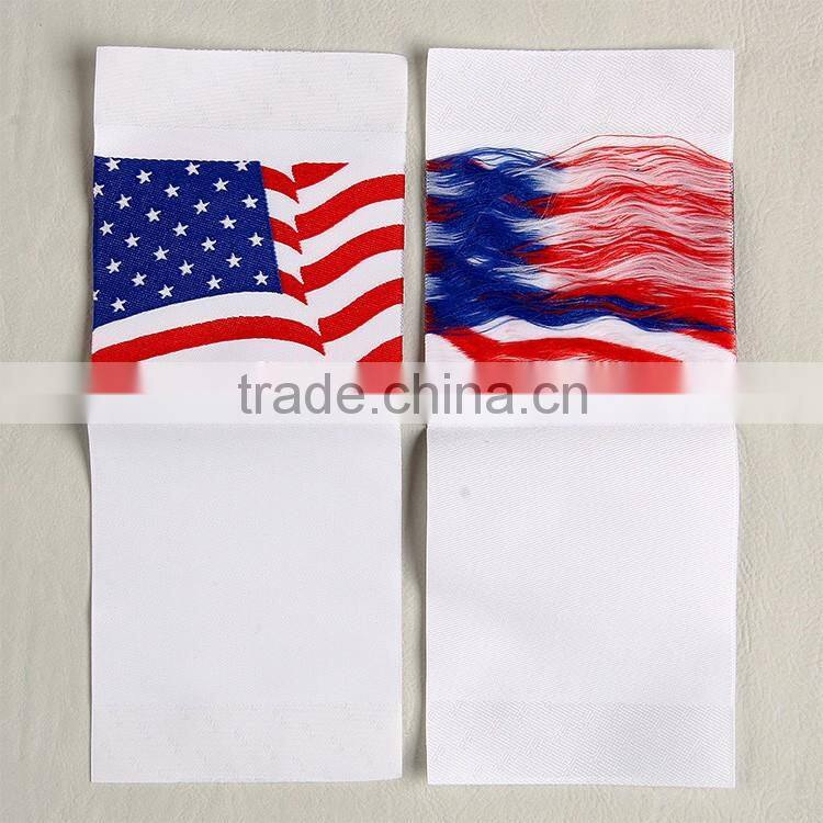 Flag main label with center folded for army shirt