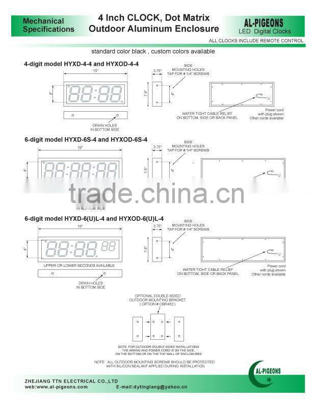 4 and 6 Digit, 4"DOT MATRIX LED clock