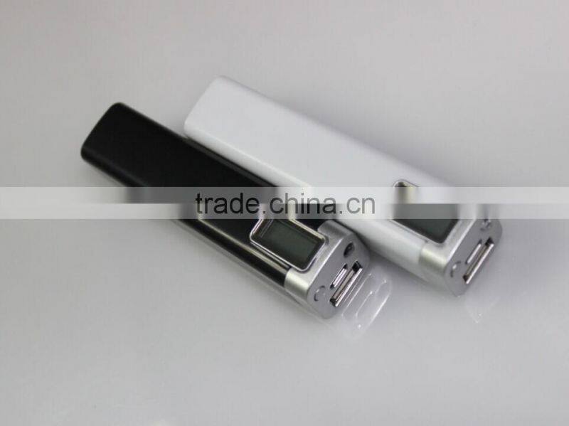lipstick design 2600mah led screen portable power bank charger