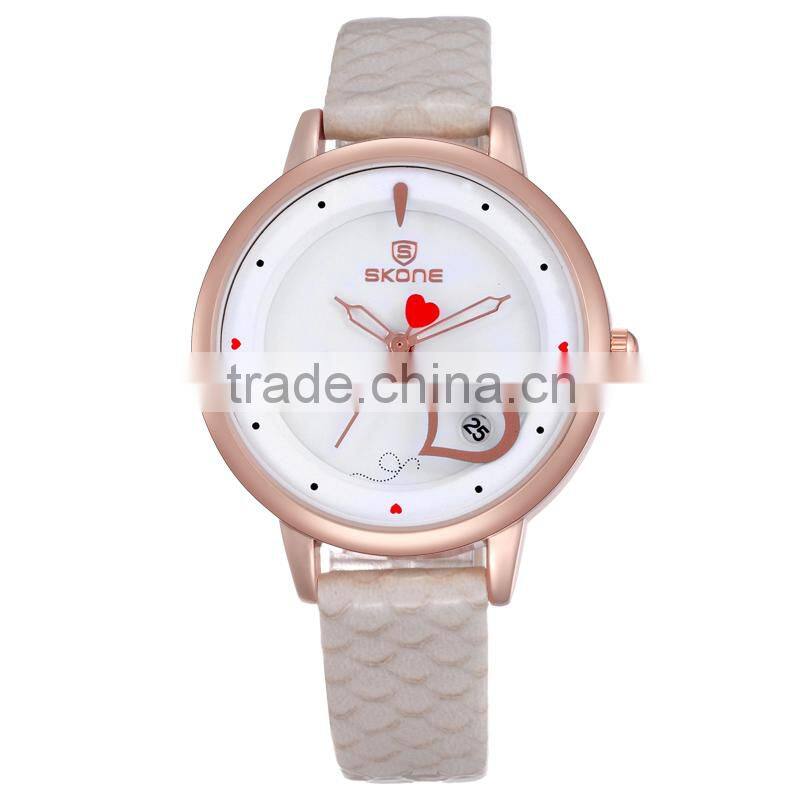 SKONE 9355 calendar display interchangeable strap watch