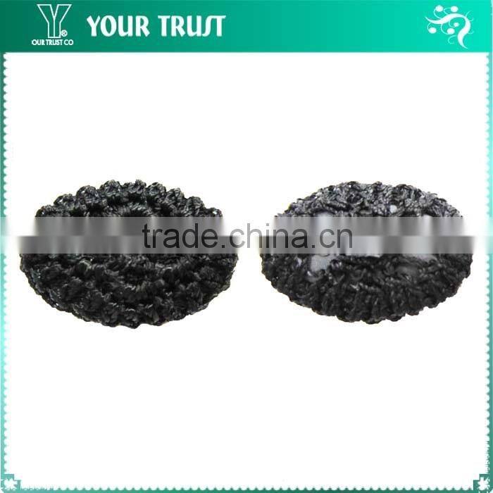 26MM Black Velvet Corded Cover Plastic Shank Sewing Button