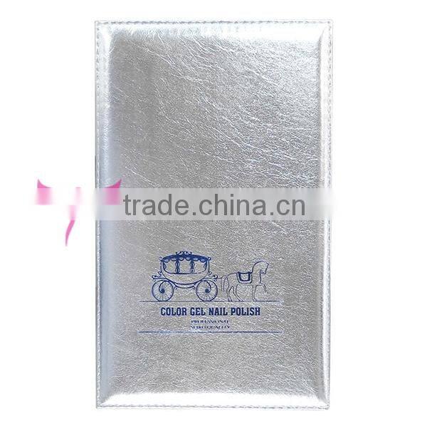 2015 newest 162 space silver PU leather Nail Art Salon Color Chart Nail Gel Polish Display Book