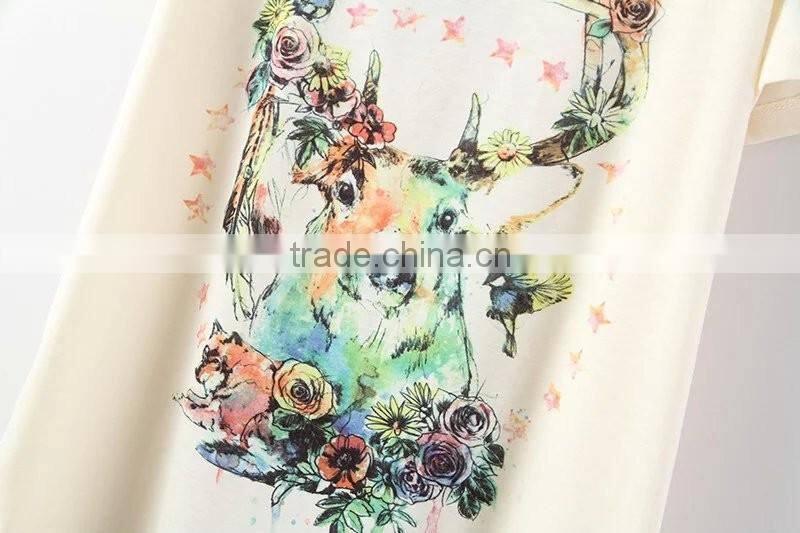 wholesale clothing short sleeve cotton t shirt with animal cheap china wholesale clothing