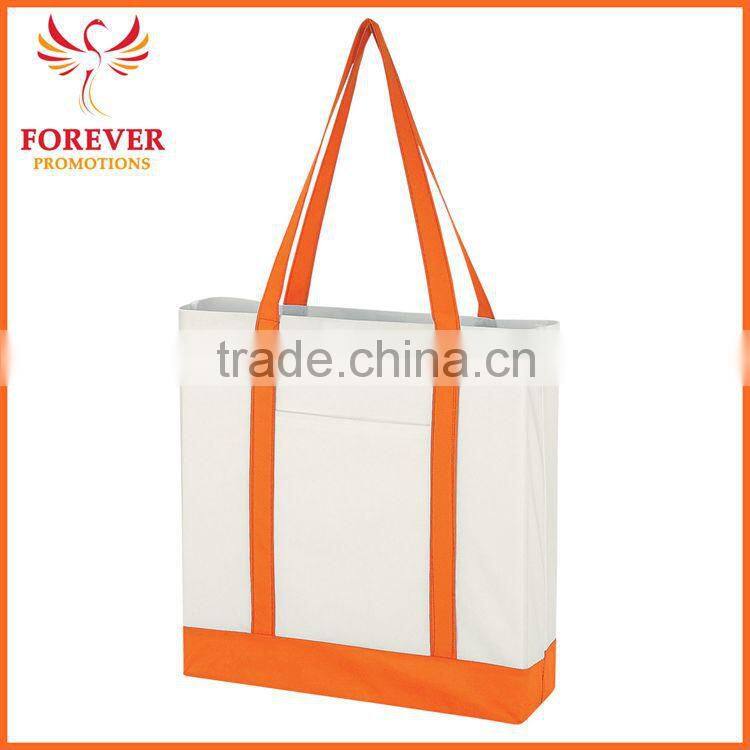 Non-woven Shopping Bag Front Pocket Custom Logo Printed Shopping Tote Bag With Handles