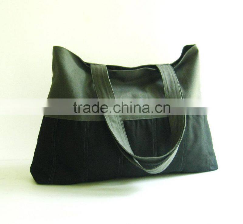 Black/Grey Canvas Tote - Pleated Bottom, shoulder bag, handbag, gym bag, everyday bag fashion tote bag ladies fashion tote bag