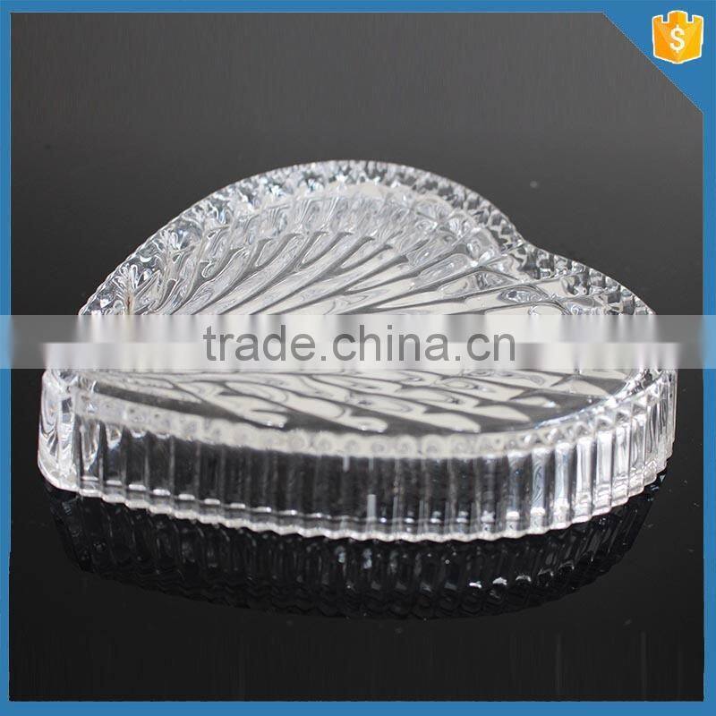 hand pressed Ribbed heart shape dinner plate crystal fruit plate