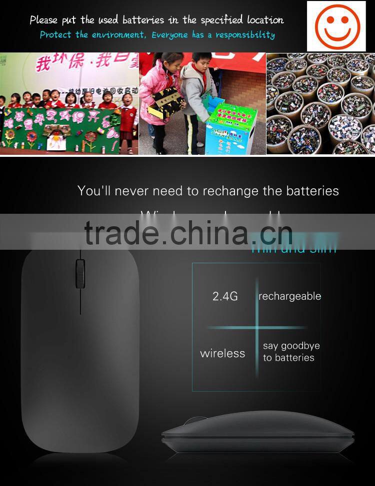 Ultra slim 2.4g rechargeable advanced wireless optical mouse for computer